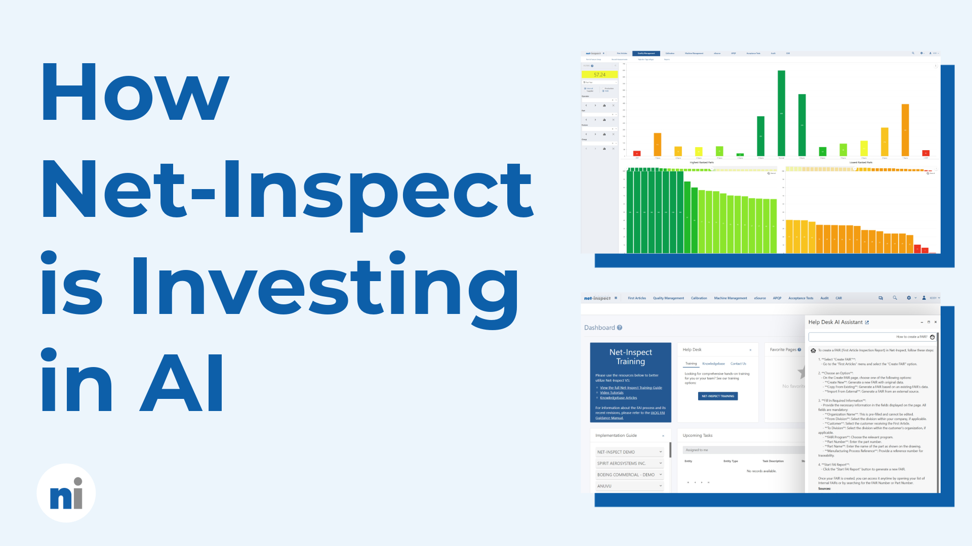 Blog banner image with graphic elements and title, How Net-Inspect is Investing in AI